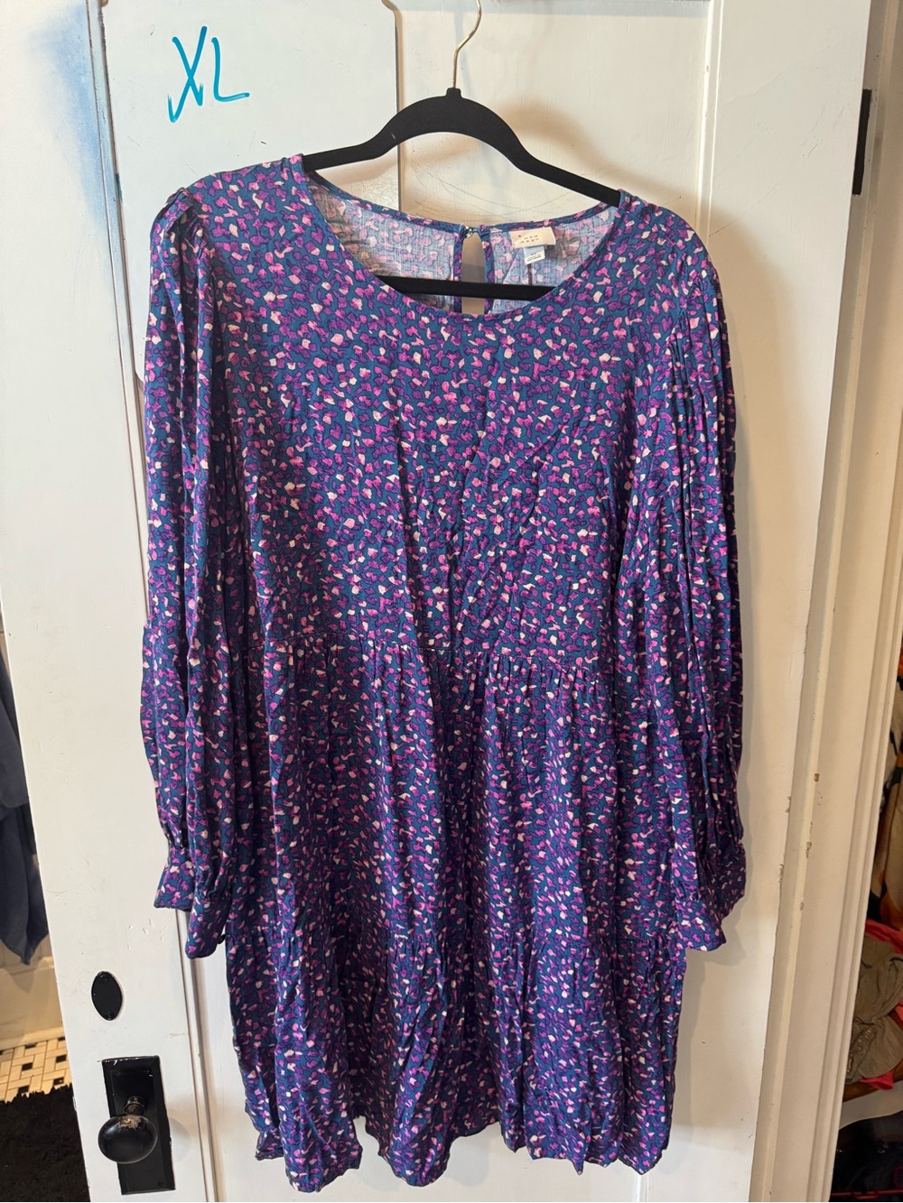 a new day Purple Floral Long Sleeve Swing Dress
